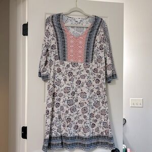 J Jill floral 3/4 sleeve dress S